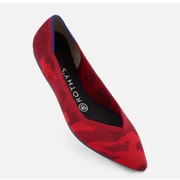 Rothy's The Point Red Camo Pointed Toe Flats Size W7 - Picture 1 of 9